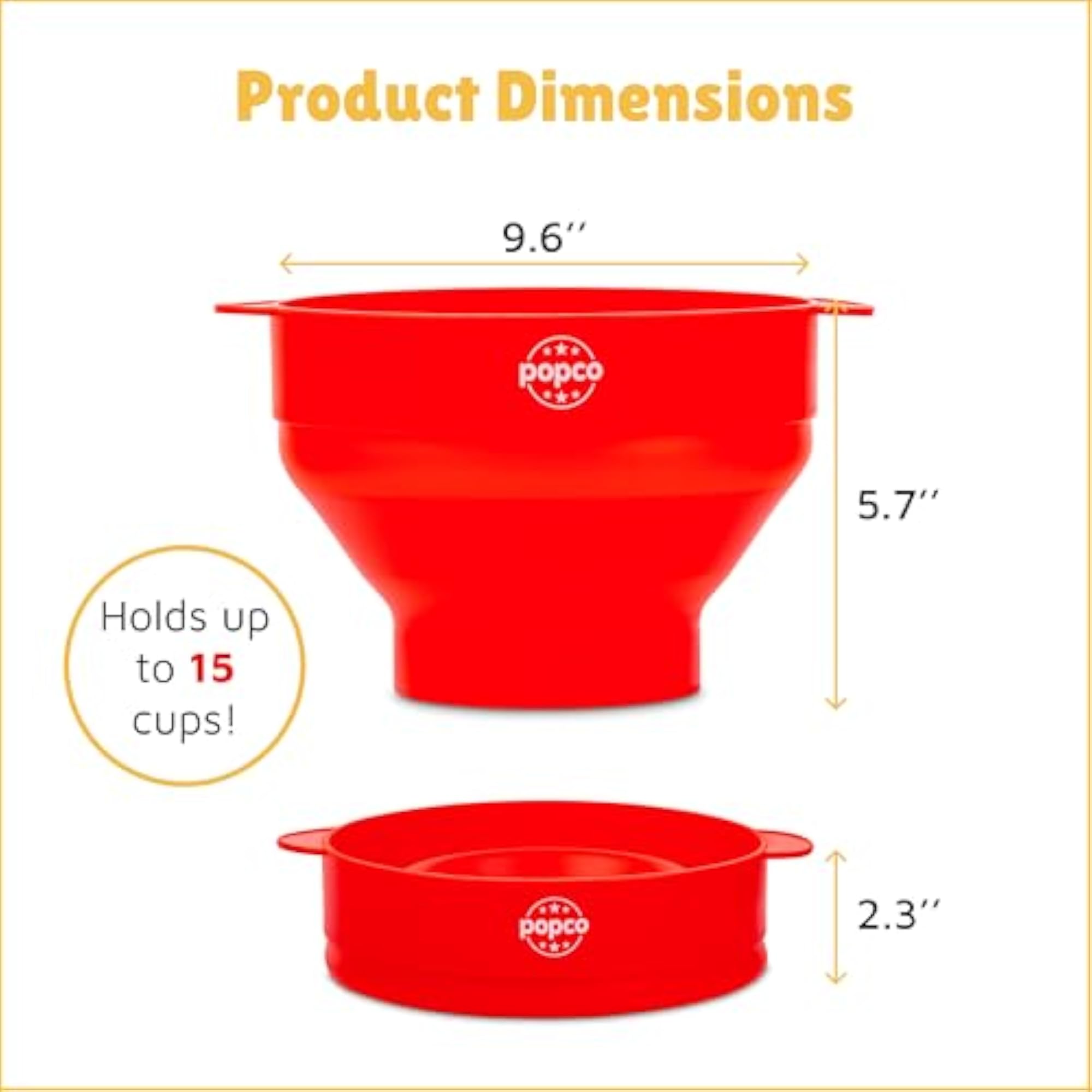 Silicone Microwave Popcorn Popper with Handles, BPA Free