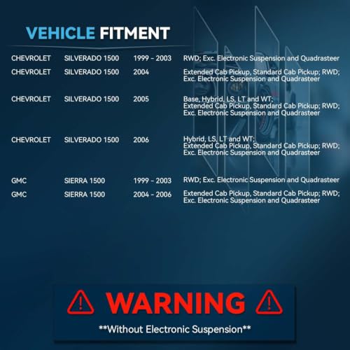 Image of Detroit Axle - RWD Shock Absorbers Kit for 1999-2006 Chevy Silverado 1500 | GMC Sierra 1500, 4 Front Rear Shock Absorbers 2 Front Sway Bar Links 2000 2001 2002 2003 2004 2005 Replacement