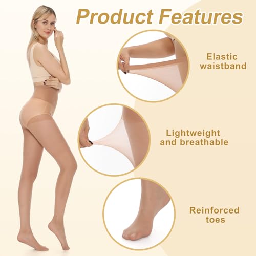 MANZI 6 Pairs Pantyhose for Women 20 Denier High Waist Sheer Tights4
