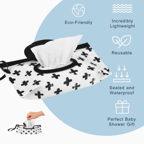 Portable Baby Wipes Dispenser Holder Set By Kiki Babies, Include 2 Stroller Hooks Eco Friendly Travel Diaper Wipe Carrying Case Pouch - Shower Gift Set #TOP2