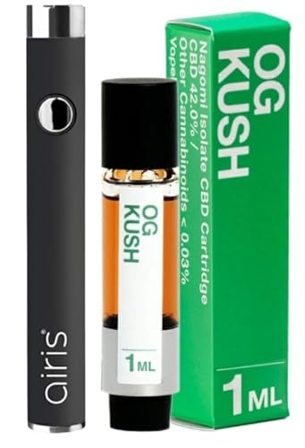 Nagomi CBD Cartridge 1ML + Airis VERTEX �u���b�N �Z�b�g �X�^�[�^�[�Z�b�g OG KUSH CBD42% VapeMania �x�C�v�}�j�A CBD�J�[�g���b�W CBD���L�b�h�J�[�g���b�W �������� �j�R�`���Ȃ� �^�[