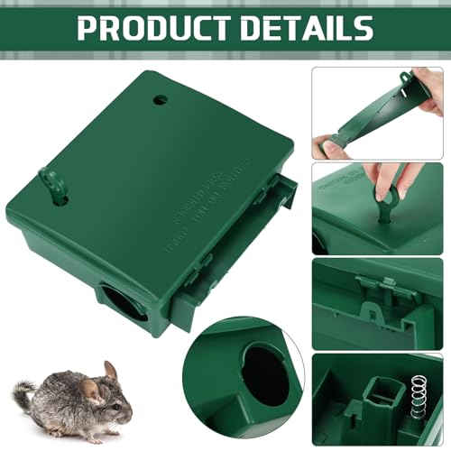 Image of Qualirey 12 Packs Rat Bait Stations Rodent Traps Outdoor Indoor, Green | Large Bait Boxes for Mice and Rats Mouse Traps Bulk, Lockable with Key, Keep Pets and Children Safe