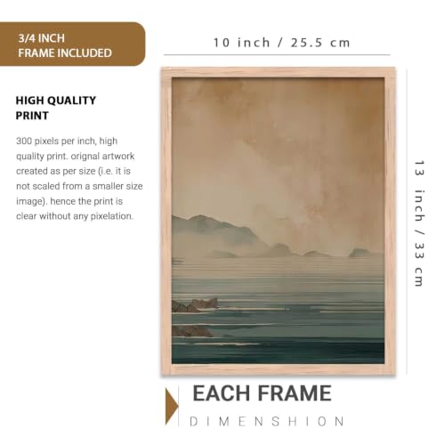 Image of kotart Big Aesthetic Nature Art Wall Framed Posters | Japanese Nature View Framed Poster for Living Room Bedroom Wall Decor Set Of 3 (10X13 inch)