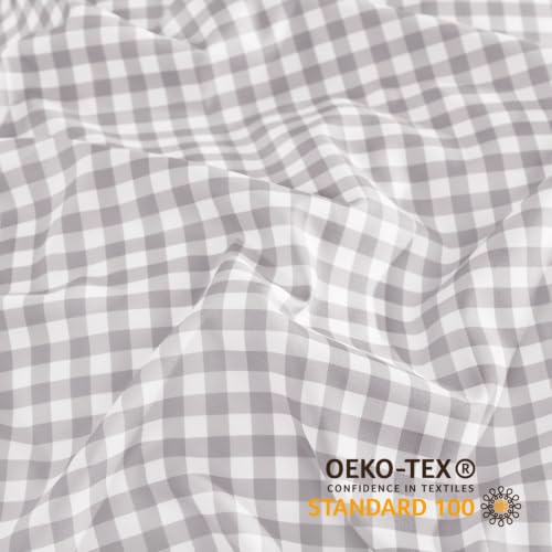 Image of Andency Gingham Duvet Cover Full Size, Light Grey Checkered Plaid Bedding Set, 3 Pieces Soft Prewashed Microfiber Comforter Cover with Zipper Closure & Corner Ties