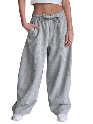 Fisoew Womens Wide Leg Sweatpants Baggy Lounge Drawstring High Waisted Pant | Drawstring Waist, Barrel, Comfy,Cotton Blend,Athletic, Travel, Joggers,Loose Fit,Streetwear, Fall Fashion Clothing - image 1