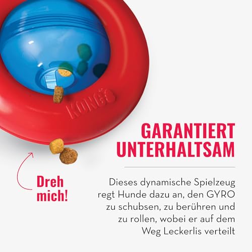 KONG Gyro - Interaktives Hundespielzeug mit Leckerlispender - Slow Feeder für Gesundes Fressen - Für Kleine Hunde