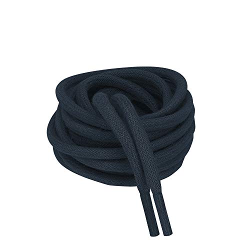 Kilter Cordones Redondos de Algodón 100% para Zapatillas, Zapatos, Botas, Zapatos Planos y Casuales - ø 4 mm - 60-150 cm - Azul Marino - 90 cm (2 pares)