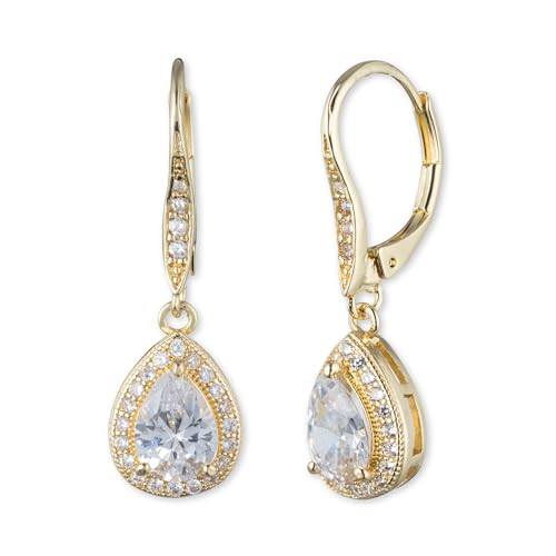Image of Anne Klein Women's Drop Crystal Earrings, Statement Fashion Jewelry with Crystal Inspired Accents for Everyday and Evening Wear