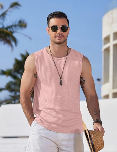 Image of COOFANDY Mens Casual Tank Tops 2 Pack Waffle Knit Sleeveless Shirt Breathable Tank Shirts Summer Muscle Tee