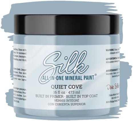 All-in-One Mineral Paint | Dixie Belle Silk | Quiet Cove (16oz) | Blue-Gray All-in-One Water Based Primer + Topcoat | Durable Furniture Paint | Low Reflective Finish