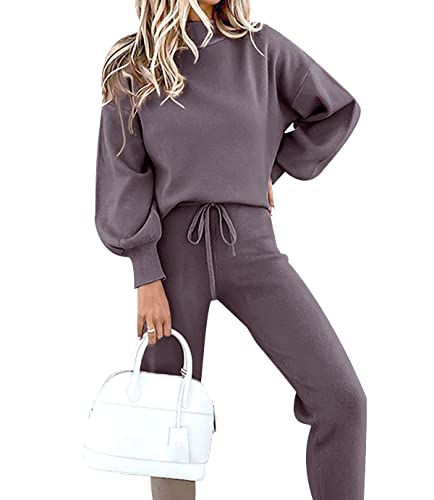 Conjunto Chandal Mujer Talla Grande Chándal Mujer Completo Loungewear Chandal Deportivo Señora Tracksuit Women Chandals Mujer Invierno Chandales Mujeres Ancho Flojo Chándales para Mujer Morado Gris S