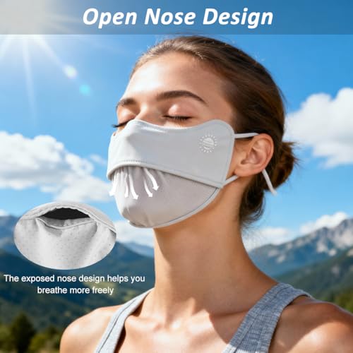Image of SANNIDHI Face Cover Mask for Women UPT 50+ Protection Summer Driving Face Mask with Adjustable Ear Loops Mesh Breathable Masks - Reuseable & Washable
