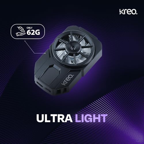 Image of Kreo Frost Mobile Phone Cooler, Lightweight Mobile Cooler for Gaming with Rapid Cooling and Silent Fan | Cooling Fan for Mobile with Clamp Style Secure Attachment | Compatible with iPhone and Android