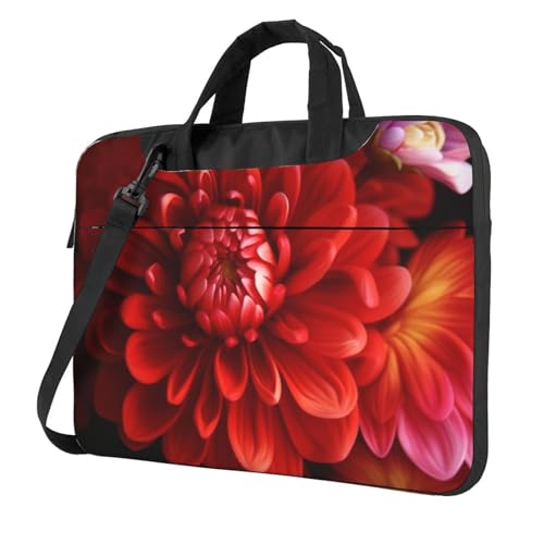 Sac à bandoulière pour ordinateur portable à motif fleurs rouge tendance