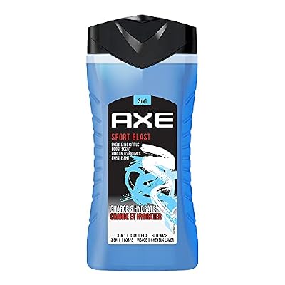 Axe Sports Blast 3 In 1 Body, Face & Hair Wash for Men, Long-Lasting Refreshing & Energizing Citrus Fragrance for Up To 12hrs, Natural Origin Ingredients, Removes Odor & Bacteria, No Parabens, Dermatologically Tested, 250ml
