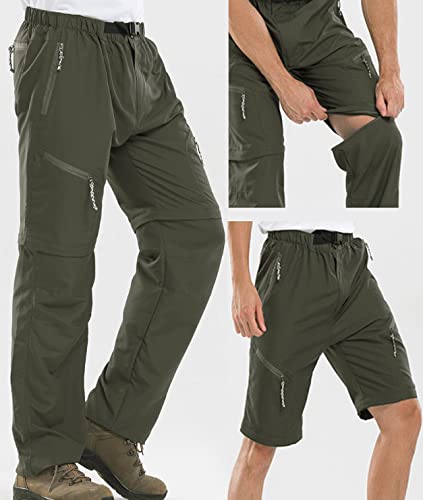 Men's Hiking Pants Trousers Convertible Pants Zip Off Pants Outdoor Ultra Light (Ul) Quick Dry Breathable Sweat Wicking Army Green #TOP1