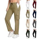 Damen Wanderhose, Cargohose Wasserdicht Elastische Outdoorhose, Cargo Jogginghose High Waist...