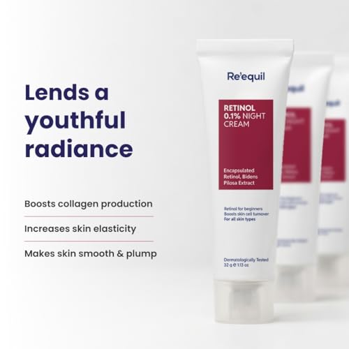 Image of RE' EQUIL 0.1% Retinol Night Cream | Repairs Wrinkles & Fine Lines | Improves Skin Firmness | Beginner Friendly | All Skin Types | Anti Aging Cream For Women & Men 32G