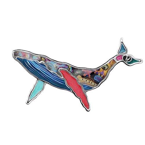Image of Enamel Shark Brooch Pins Summer Jewelry Zinc Alloy Whale Dolphin Ocean Animals Brooches for Women Girls Gifts Scarf Pin Charms