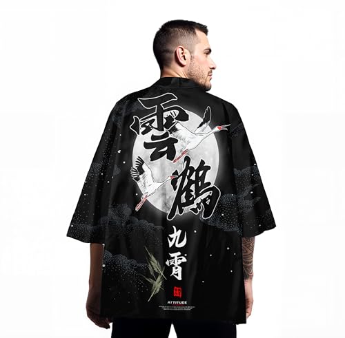 Image of Women's and Men Cardigan Jackets Lightweight Japanese Kimono Long Sleeves Open Front Coat