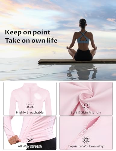 Yeokou Womens Active Zip Up Running Workout Cropped Bbl Athletic Jacket with Thumb Holes4