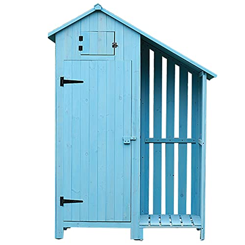 saditesdk Potting Bench, Tool Storage Cabinet with Shelves Outdoor Storage Cabinet with Shelves Outdoor Wooden Storage Sheds,Blue