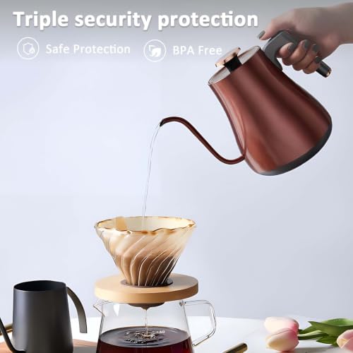 Image of Gooseneck Electric Kettle 1.0L,1000W, Smart, Pour Over, Copper