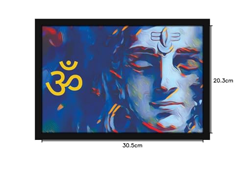 Image of Mad Masters Lord Shiva Hindu God Shiv Bhagwan Painting Hanging Photo Frame Decorative Item for Living Room, Bedroom, Home Decor and Wall Decoration (MM 2100, 30.5L x 20.3W cm, Paper, With Plexi Glass)
