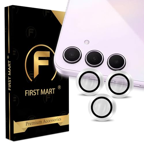 Image of FIRST MART Silver Camera Ring Guard Protector for Samsung Galaxy A35 and Samsung A55 | Tempered Glass with Metal Alloy Rings, HD Clear, Scratch Resistant, Case-Friendly | Pack of 1