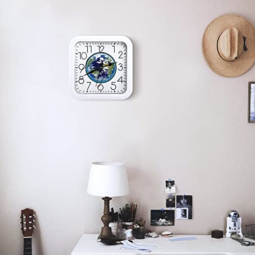 Pendule murale silencieuse Terre Moderne au design épuré 26cm de qualité - 7