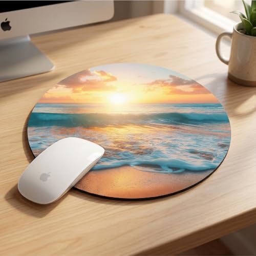 Image of Premium Non-Slip Mouse Pad for Office, Home & Gaming | Smooth Surface for Optical & Laser Mice | Durable Anti-Skid Rubber Base | Precision Tracking | Round Nature Butterfly Garden Design