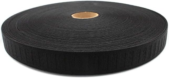 Non Roll Strong Black Elastic - Polyester - Color: Black - Choose Your Size & Length (Black - 1" 1/4th Inches - 36 Yards)