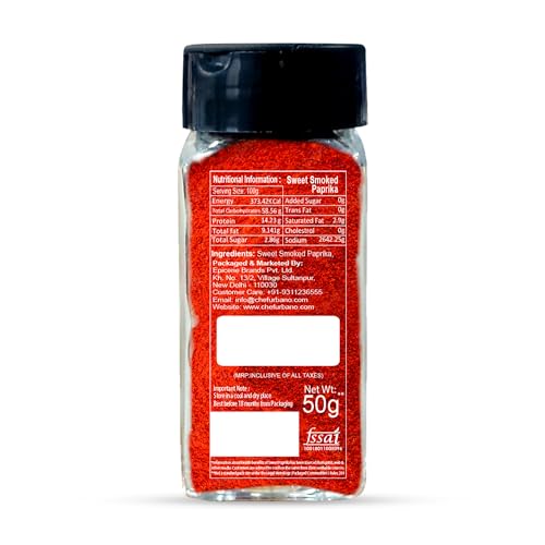Image of Chef Urbano Smoked Paprika Sweet 50g | Produce of Spain | Pimentos | Smoky Flavour | No Artificial Colours | No Preservatives | Vegetarian | 100% Pure & Natural