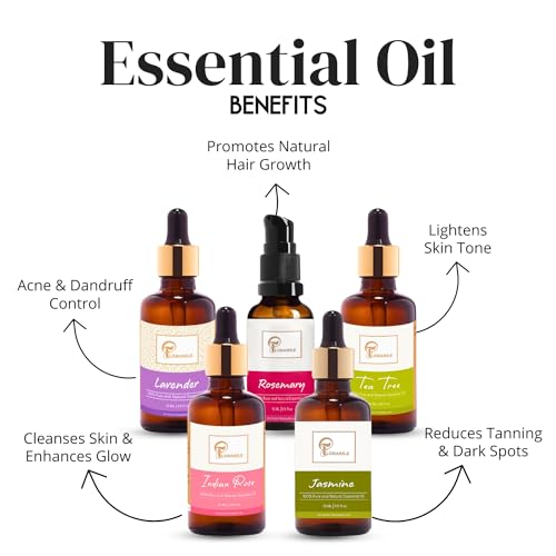 FLORANILE Essential Oil Combo Pack | Lavender+Rosemary+Tea Tree+Rose+Jasmine | Essential oil For Home Fragrance | Hair Growth | Care for Face | Essential Oil for Aromatherapy |... - Image 3