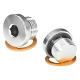 SWQS 2 PCS M18×1.5 Sensor Plug Inner Hex Head with Copper O-Ring Spacer, Standard Stainless Steel Inner Hex Head Pipe Fitting Plug for Car Truck SUV and Other Transportatin, Universal Car Accessories