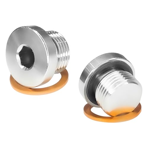 SWQS 2 PCS M18×1.5 Sensor Plug Inner Hex Head with Copper O-Ring Spacer, Standard Stainless Steel Inner Hex Head Pipe Fitting Plug for Car Truck SUV and Other Transportatin, Universal Car Accessories