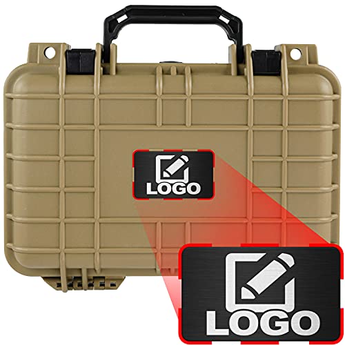 Eylar Hard Gun Case with Custom Logo Plate, Waterproof & Shockproof With Foam TSA Approved 11.6 Inch 8.3 Inch 3.8 Inch (Tan) - Eylar