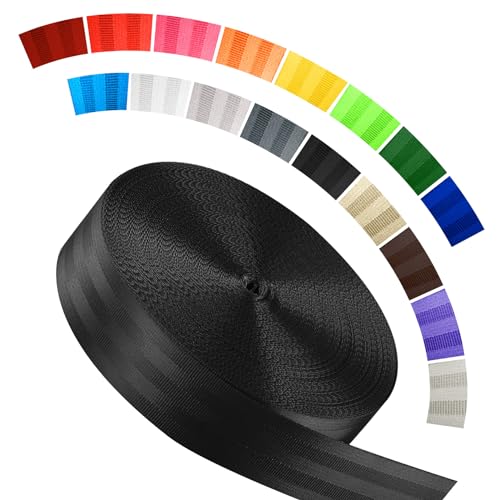 Image of Polyester Webbing Strap 16+Colors - 1 inch&1.5 inch&1.9 inch - 16.5 25 33 55 Yards Heavy Duty Webbing Roll, Flat Webbing Strap for Indoor&Outdoor Gear, Climbing, DIY Crafting, Repairing