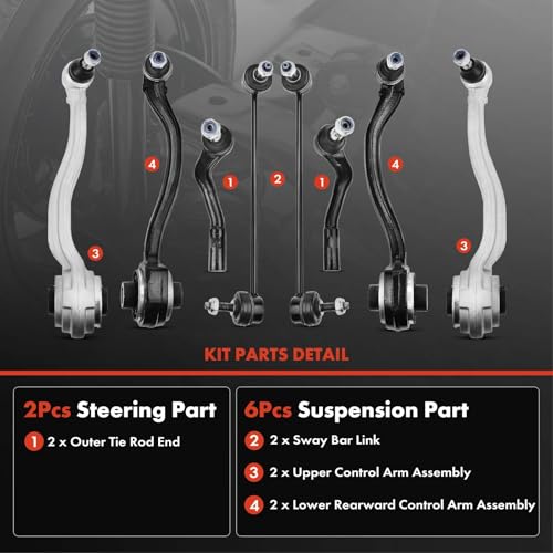 A-Premium 8Pcs Front Suspension Kit, Upper & Lower Rearward Control Arm by A-premium - Used condition - Image 3