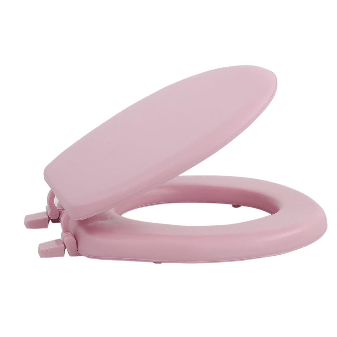 PowerSellerUSA Adjustable Hinges Round Soft Toilet Seat, Vinyl Toilet Seats with Non Slip Grip Tight Bumpers, Standard Heavy Duty Plastic Bathroom Toilet Seat Close Lid Set, Pink