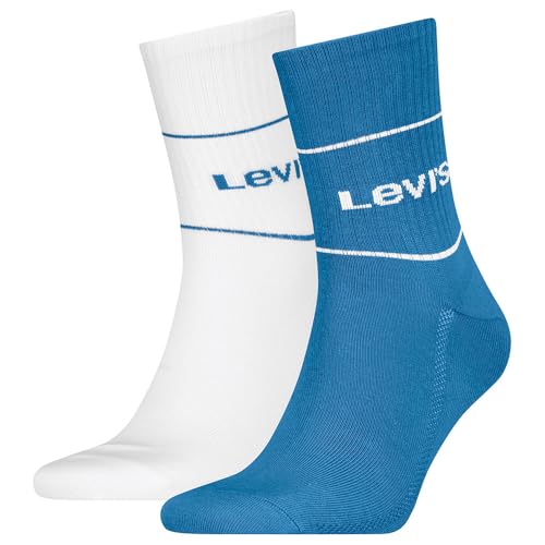 Levi's Logo Sport Calcetines Cortos, Azul y Blanco, 35-38 (Pack de 2) Unisex Adulto