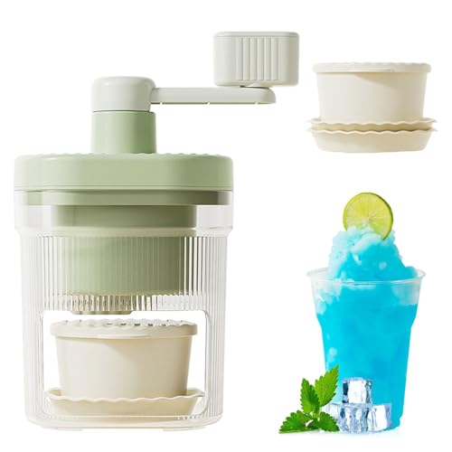 Trituradora de Hielo Manual, Picadora de Hielo Manual, Maquina de Granizados, Manual Picadora de Hielo Raspado, Slush Machine con Bandejas de Cubitos de Hielo, Batidos y Hielo Picado