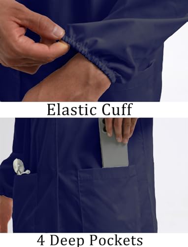 Image of Women's Lab Coats Snap Closure 4 Pockets Elastic Cuffs Professional Medicas Long Sleeve Labcoats Scientist College