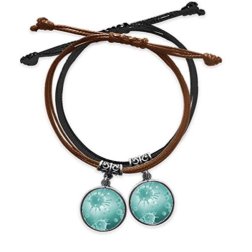Bracelet amoureux en cuir double avec motif cellule microscope
