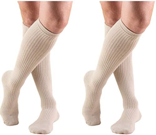 Truform Men’s 15-20 mmHg Knee High Cushioned Athletic Support Compression Socks, Tan, X-Large (Pack of 2)