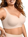OEAK Womens Wireless Jelly Bra Plus Size Supportive Seamless Bras Full Coverage Push Up Comfortable No Underwire Tshirt Bras Skin Color 3XL