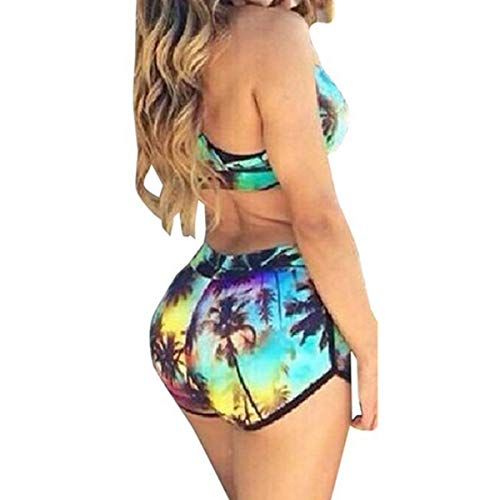 QingLemon – Roupa de banho esportiva feminina de duas peças, Greencoconut, X-Large
