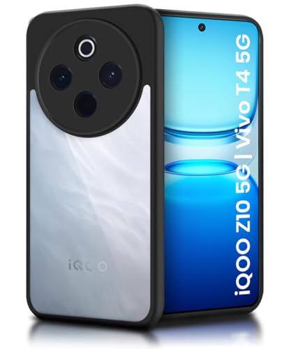 Image of WOW IMAGINE Shockproof Hybrid Back Cover for iQOO Z10 5G | Vivo T4 5G | Hard Slim fit Back Case | PC & TPU | Clear Transparent Case - Black