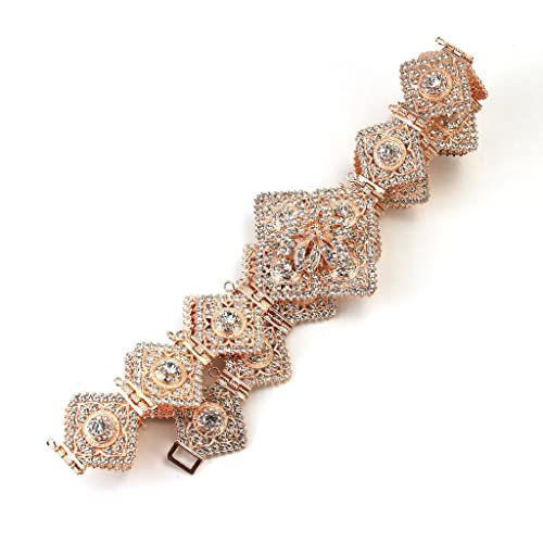 Full Rhinestone Prismatic Moroccan Caftan Belt Metal Waist Chain Ethnic Wedding Bridal Accessories (Color : Rose Gold, Size : 1)