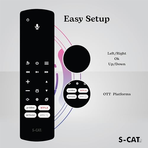Image of S-CAT Compatible with Amazon Basics /Onida /Croma Fire Tv Remote only Suitable with Voice Command Not Recommended for FireTv Stick Device (Pairing Must, Contact Customer Care for Difficulty in Pairing)